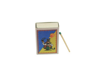 matchbox and the match on a white background