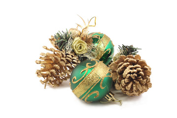 two christmas toys and two gold bump