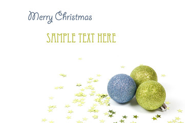 colorful christmas balls with green stars