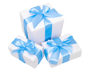 White gift boxes isolated on white