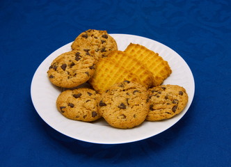 cookies on a Plate on a blue background