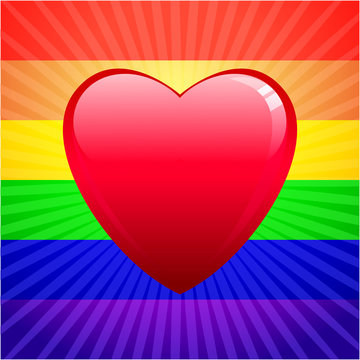 heart on glowing Gay Pride background