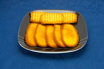 cookies on a Plate on a blue background