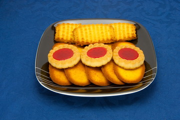 cookies on a Plate on a blue background
