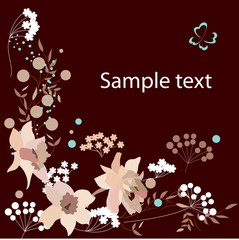 Daffodils on dark brown background