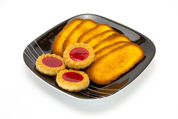Plate of cookies isolated on a white background