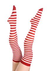 Obraz premium red and white socks on legs