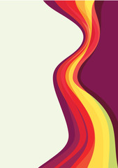 Stylized multi-colored waves on beige background