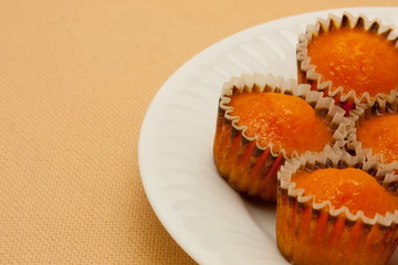 closeup orange cakes