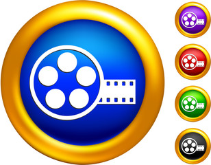 video film canister icon on  buttons with golden borders