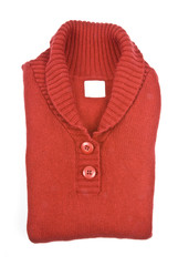 Red Cotton Sweater Isolated on White