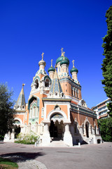 Fototapeta na wymiar Russian Orthodox church in Nice