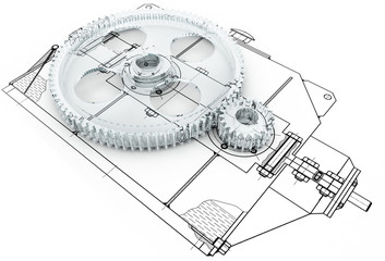 mechanical sketch with gears