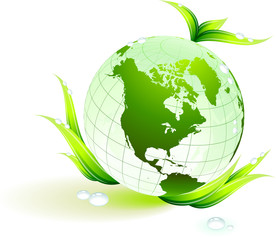 Globe on Green Environmental Conservation Background