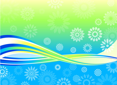 Summer floral wave background
