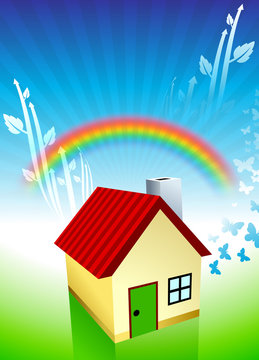 House on Rainbow Environmental Conservation Background
