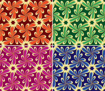 Floral seamless set(vector, CMYK)