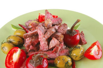 roast beef meat on green dish