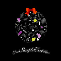 Christmas decoration on black background. Vector