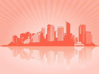 Naklejka premium City with reflection. Vector art