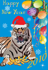 new year tiger on blue background