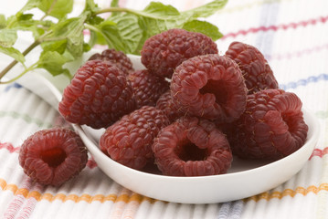 Raspberries in a bowl.