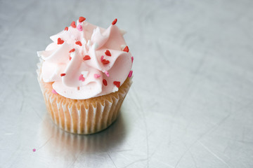Cupcake on Silver Surface