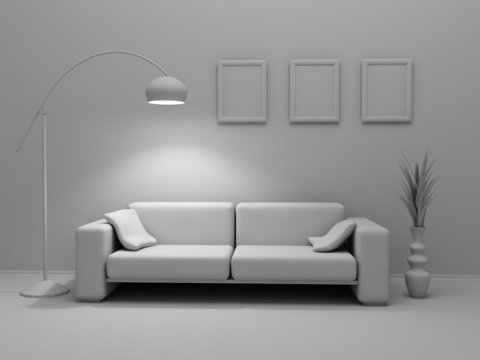 concept of the home interior in grey color