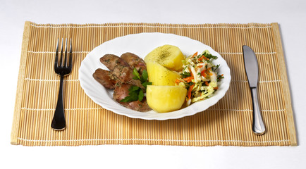 Liver, potato and salad