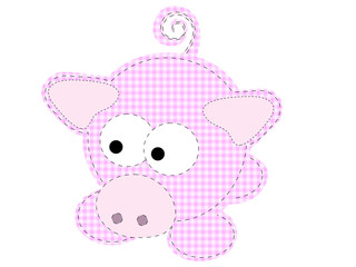 Obraz na płótnie Canvas Patchwork Piggy Craft Cartoon Pig Vector