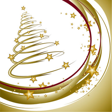Weihnachtsbaum mit Sternen und b&auml;ndern