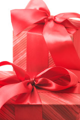 Red gifts close-up