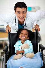 Young child being cared for by a doctor