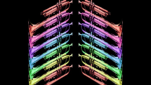 stop motion clip of a trumpet spinning around