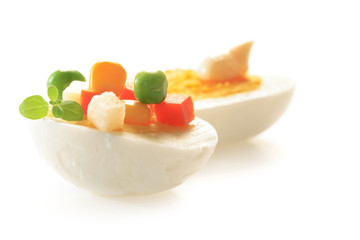 hard-boiled egg with vegetables mix