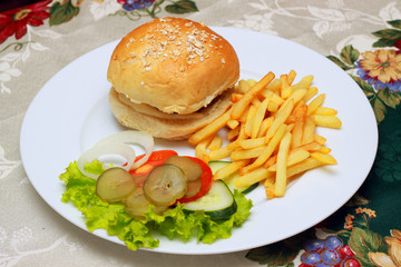 burger and fries
