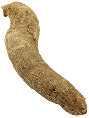 manioc, tubercule tropical fond blanc