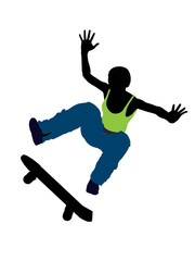 African American Skateboarder Silhouette
