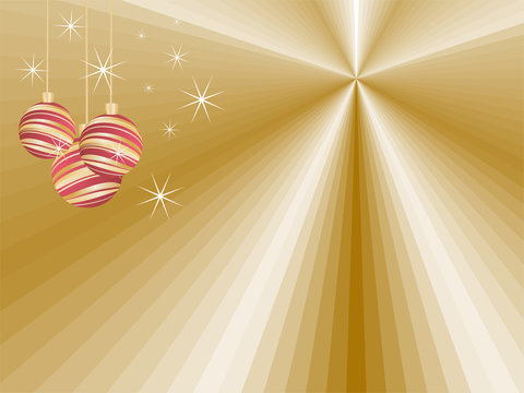 goldener Hintergrund mit Weihnachtskugeln