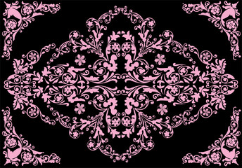 pink floral ornament with corners