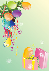 box, balloons and snowflakes