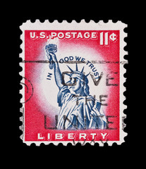 U.S.A circa 1961 - eleven cent liberty statue mail stamp