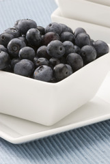 Blueberries in a white bowl.