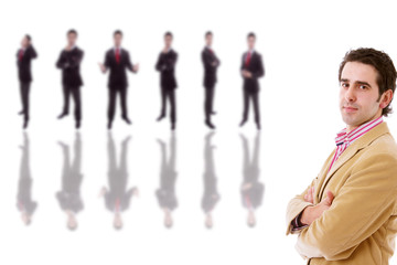 business man with some people arround isolated on white