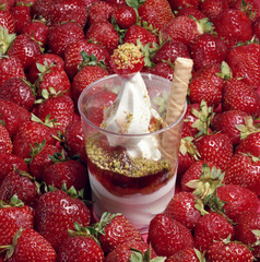 Cream and strawberries
