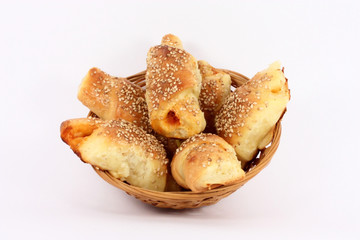Hot fresh baked pastry with sesame seeds