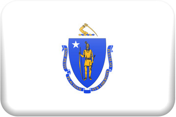 Obraz premium Massachusetts Flag Button
