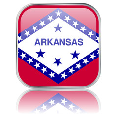 Arkansas State Square Flag Button (USA - Vector - Reflection)