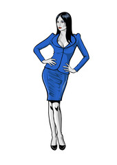 Fototapeta premium Businesslady im blauen Kostüm, Illustration