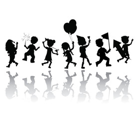 silhouettes party children